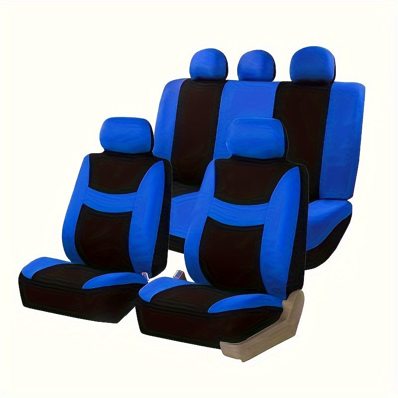 Full Seat Cover Set for 5-Seater Car Polyester Knit Fabric Universal Fit