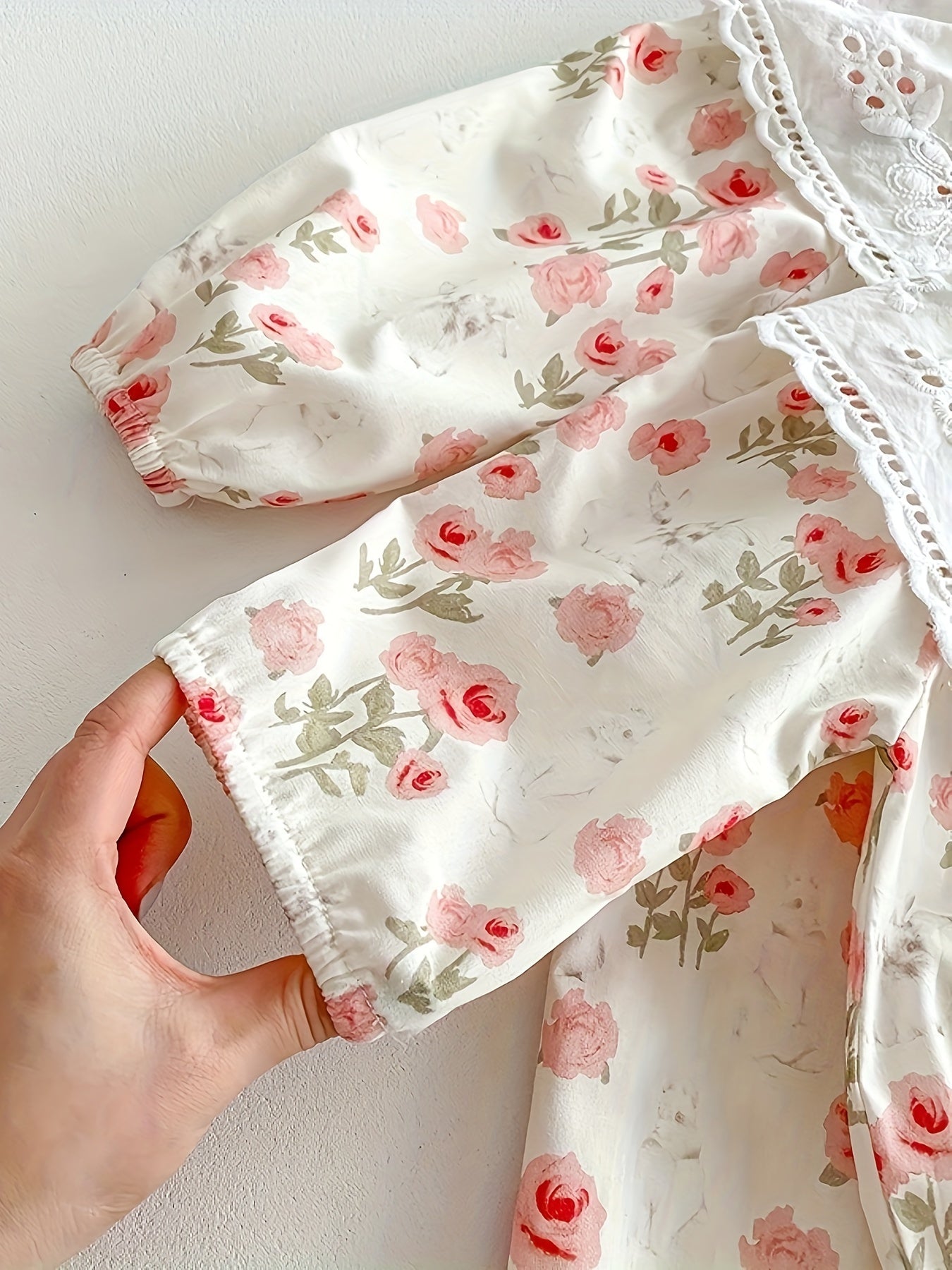 Girls Floral Cotton Long-Sleeve Dress for Spring and Fall