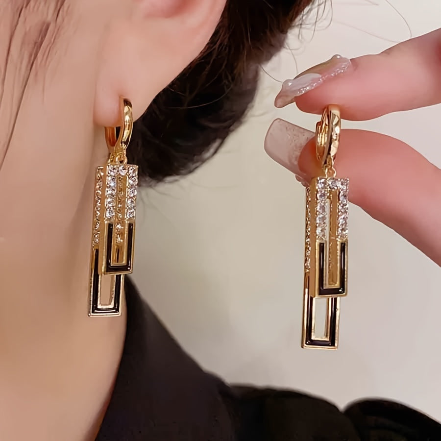 Women's Red Geometric Square Earrings with Gold-Tone Bars 2-Pack