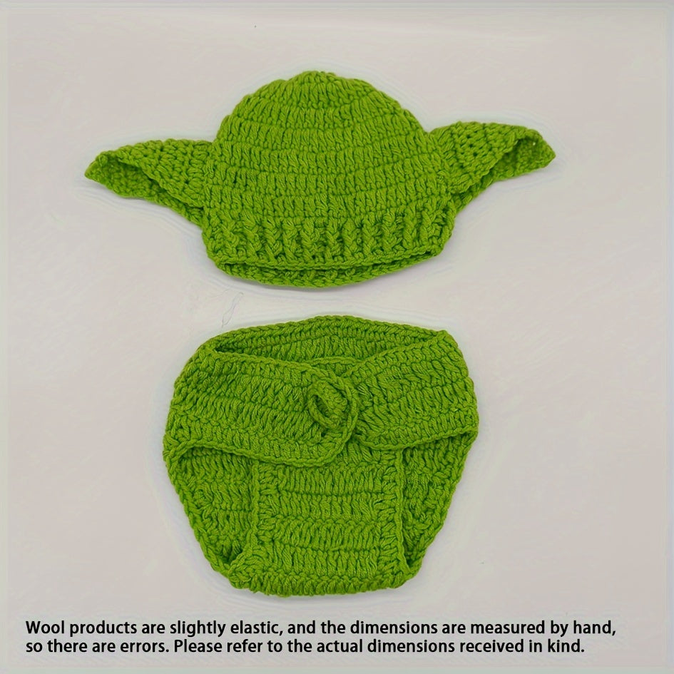 Crochet Baby Yoda Costume for Newborns and Toddlers Knit Hat and Diaper Cover Mixed Colors