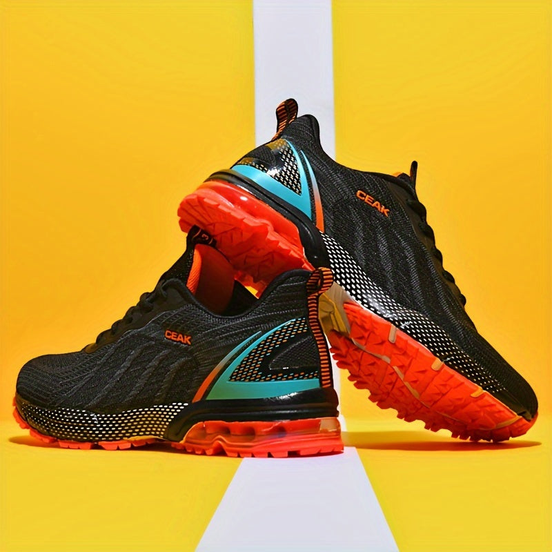 Men's Breathable Lightweight Running Shoes Non-Slip Lace-Up Sneakers for Outdoor Training