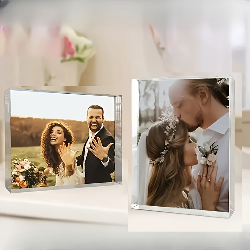 Acrylic Photo Block Customizable Rectangular Sculpture Frame for Home Office Decor