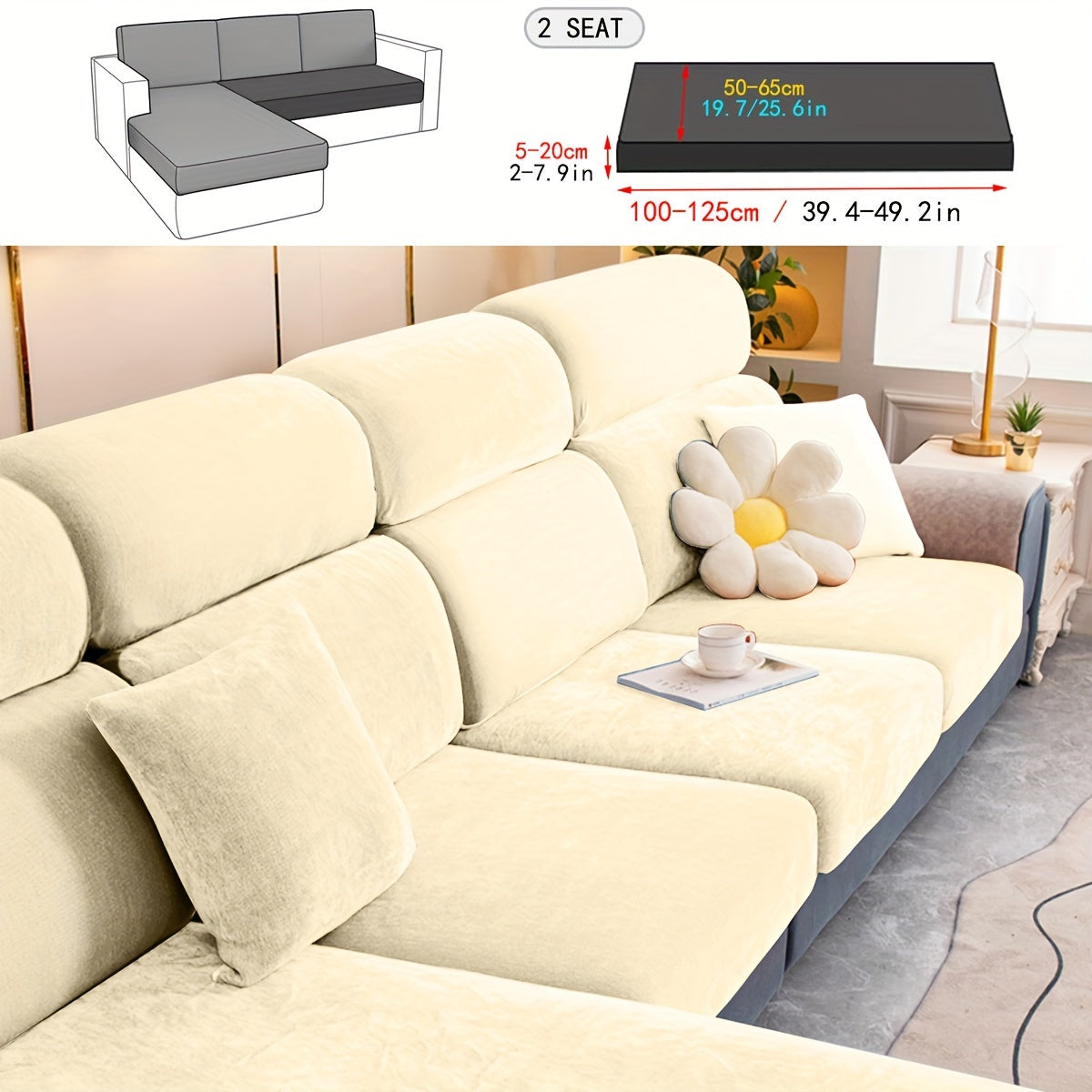 Har qanday xonada mebelni himoya qilish va bezatish uchun velur divan qoplamasi.