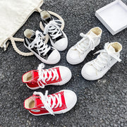 Kids Canvas Sneakers Mid Top Breathable Solid Color Casual Shoes for Spring and Fall