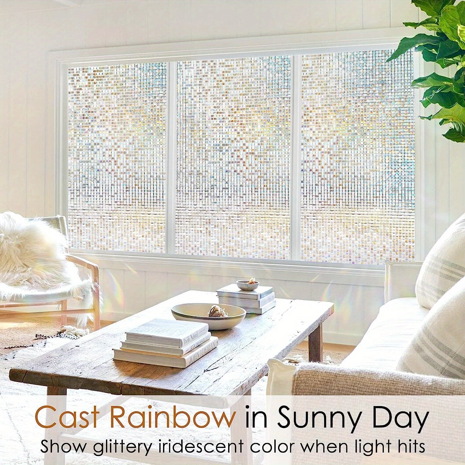 Frosted Retro Mosaic Grid Privacy Glass Film Heat Insulation Sun Protection