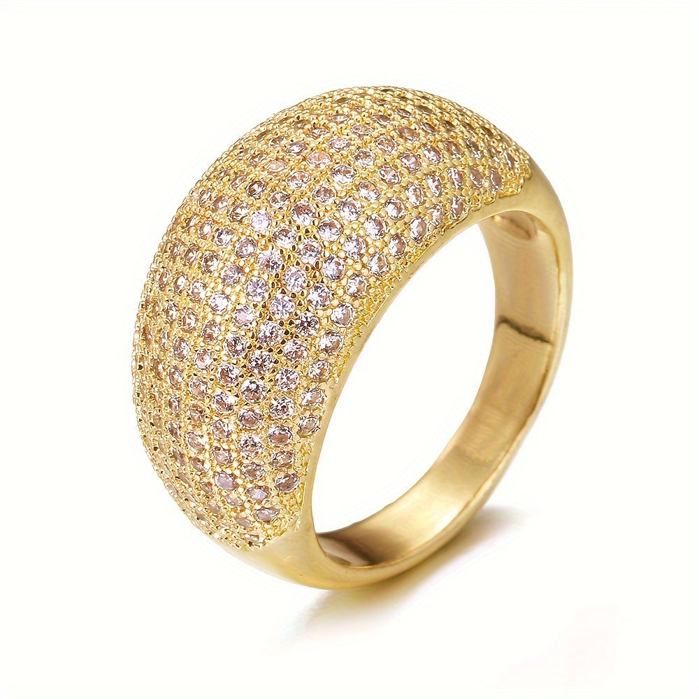 Women's Gold Plated Synthetic Zirconia Ring Light Luxury Elegant Jewelry