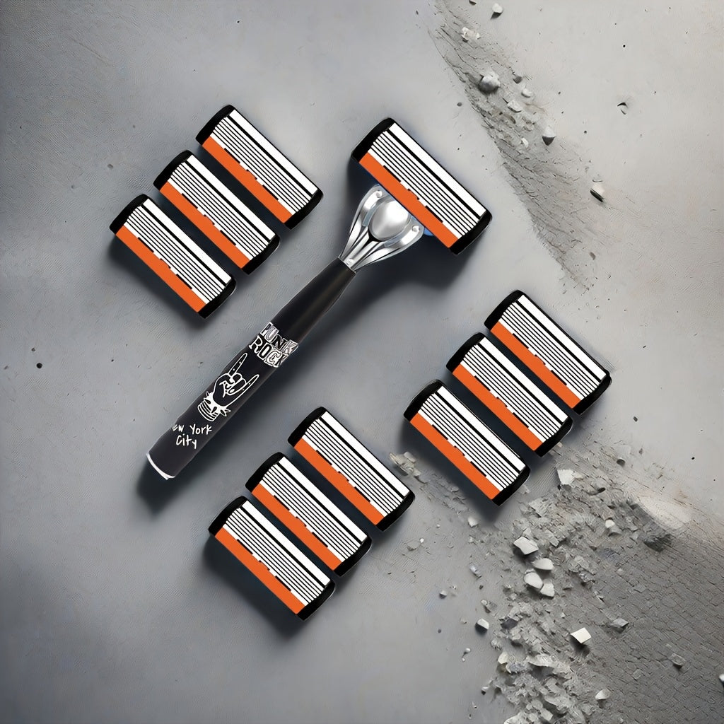 Set de maquinilla de afeitar vintage para hombre con mango reutilizable y hojas afiladas