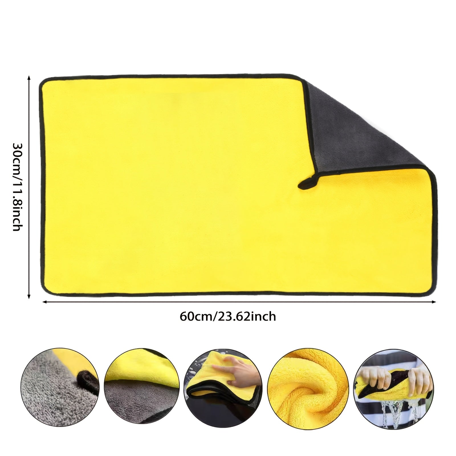 Kichik hayvonlar uchun yumshoq mikrofiber sochiq, tez quriydigan va namni yaxshi so'radigan, sariq va qora, osish halqasi bilan, 29.97 x 59.99 sm.