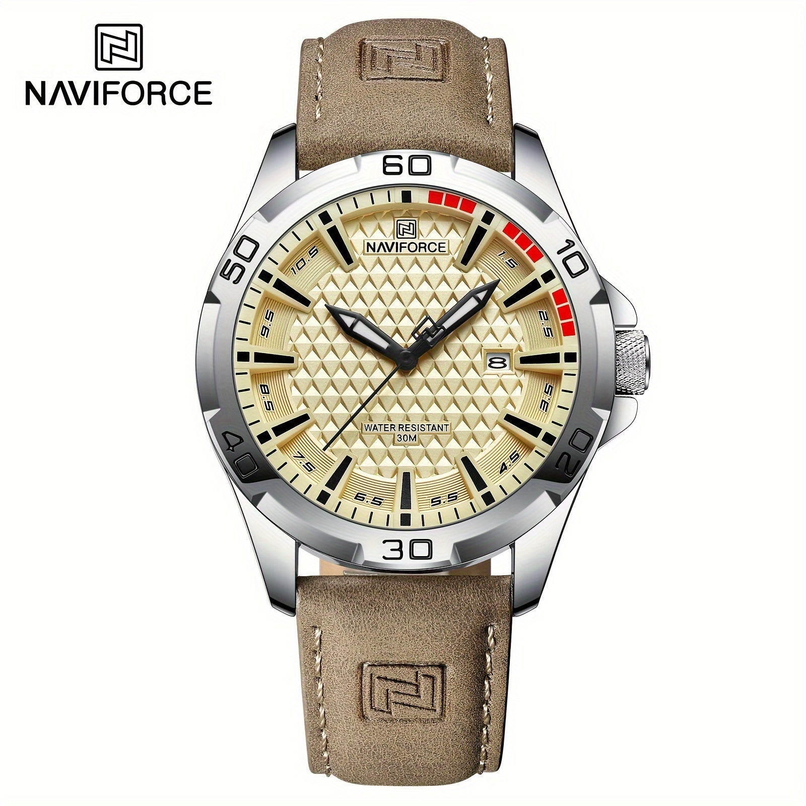 Men's Quartz Watch Carbon Fiber Dial Leather Strap Water Resistant Casual Style
