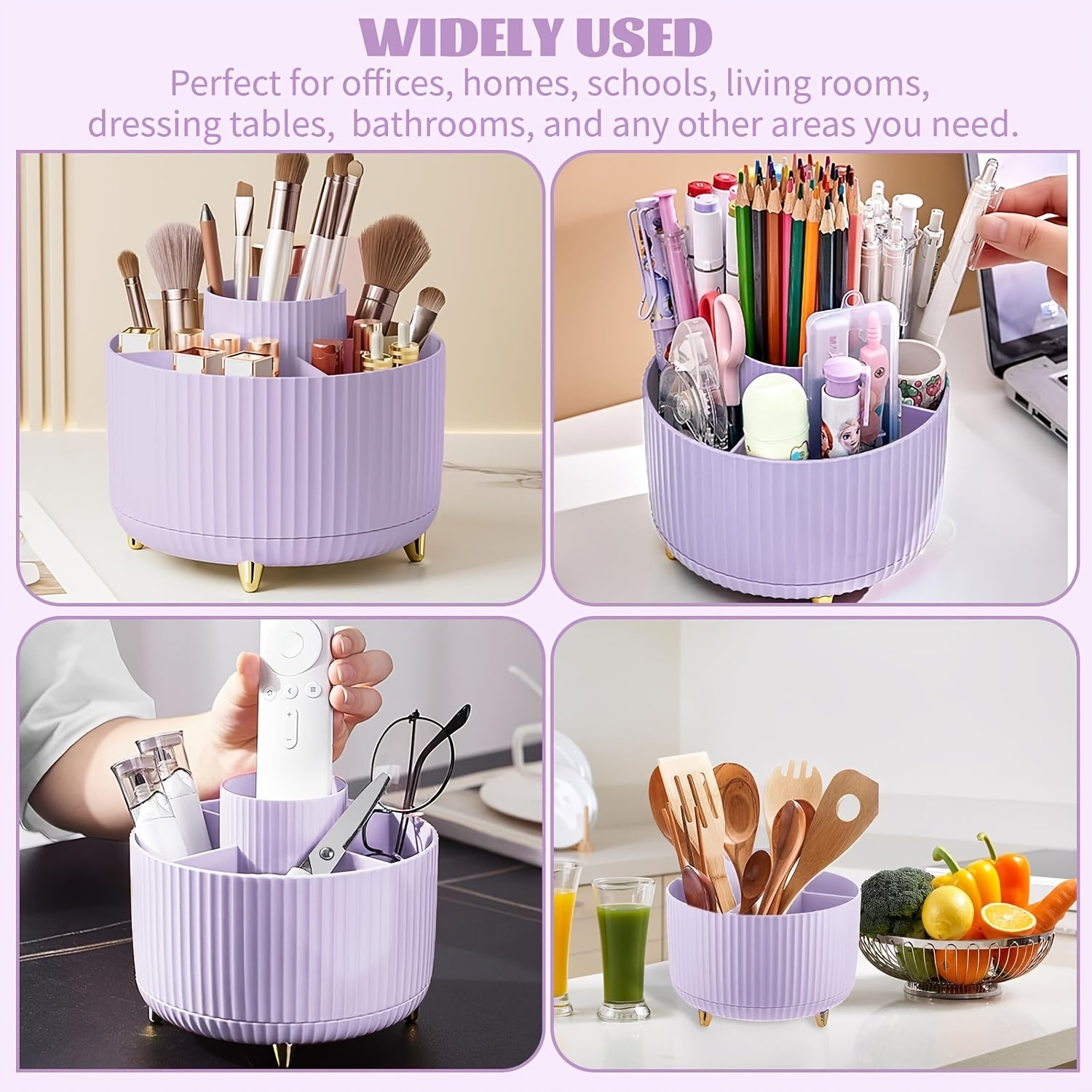 5-Slot Rotating Desk Organizer with Large Storage Capacity in 7 Colors