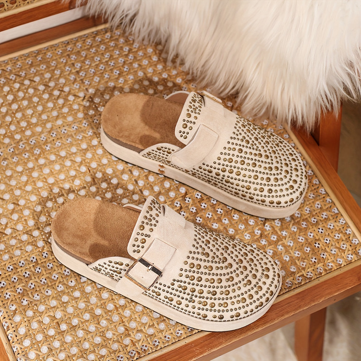 Ayollar uchun rhinestone plyaj muloqotlari, kundalik kiyim uchun qulay slip-on, qalin tagli sandalь