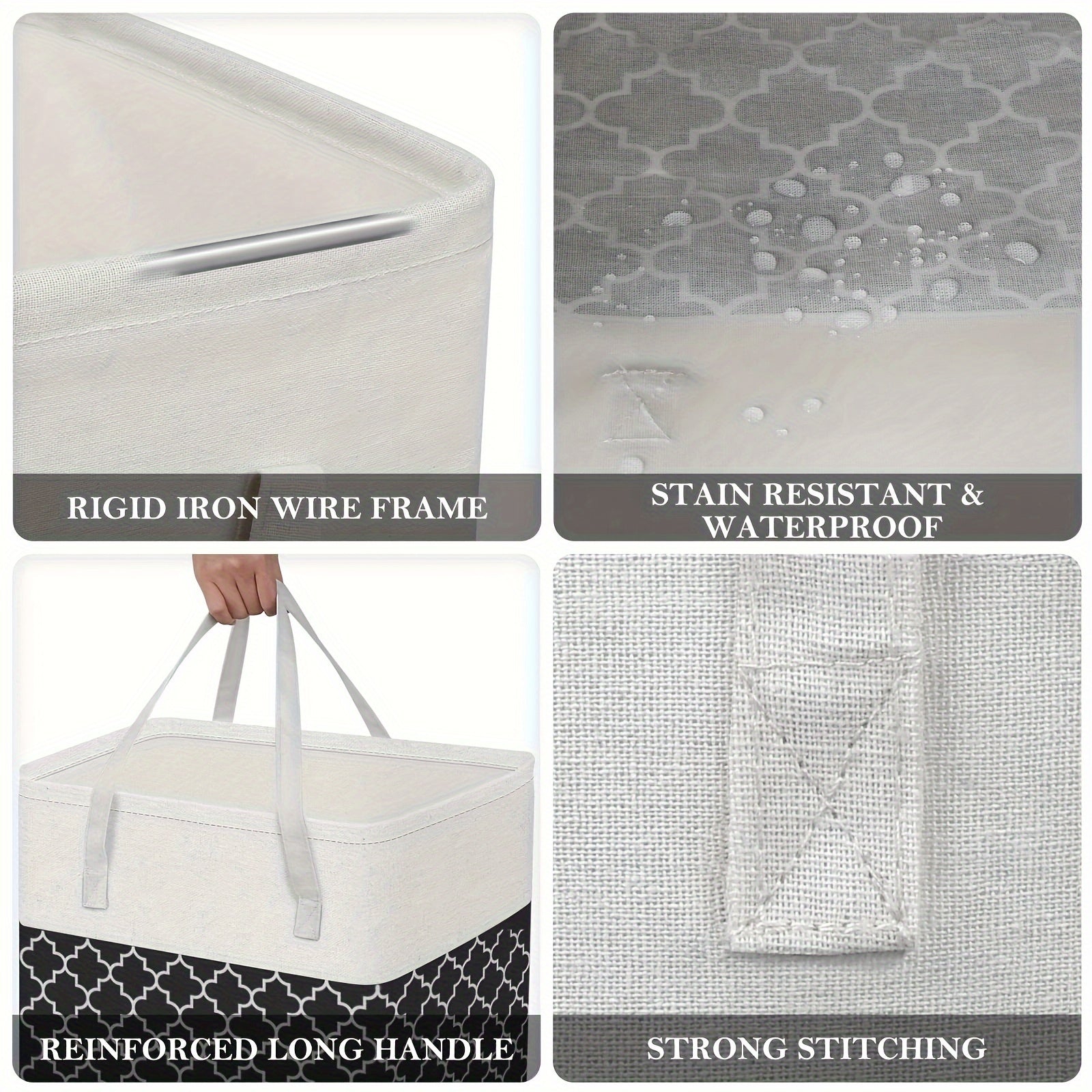 75L Waterproof Collapsible Laundry Hamper with Handles and Geometric Pattern