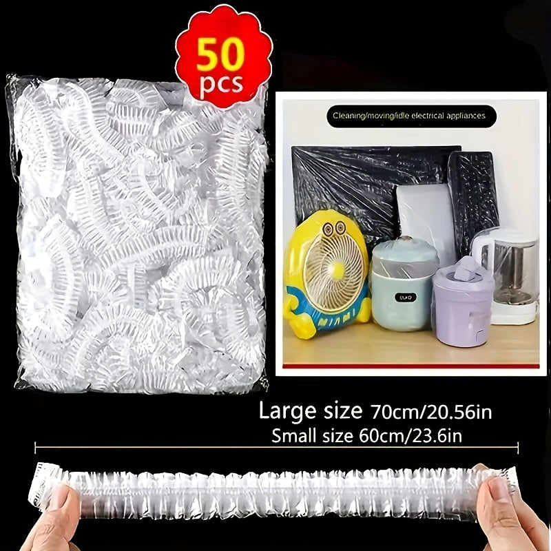 50 dona katta shaffof suv o'tkazmaydigan qurilma qoplamalari changga qarshi PE material fanlar, mikrotolqinli pechlar uchun