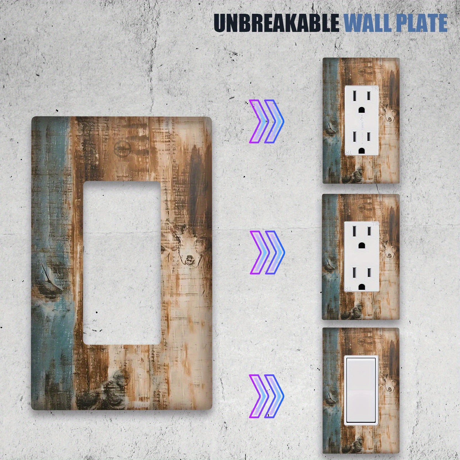 Rustic Brown Wood Light Switch Cover Distressed Animal Print Farmhouse Decor