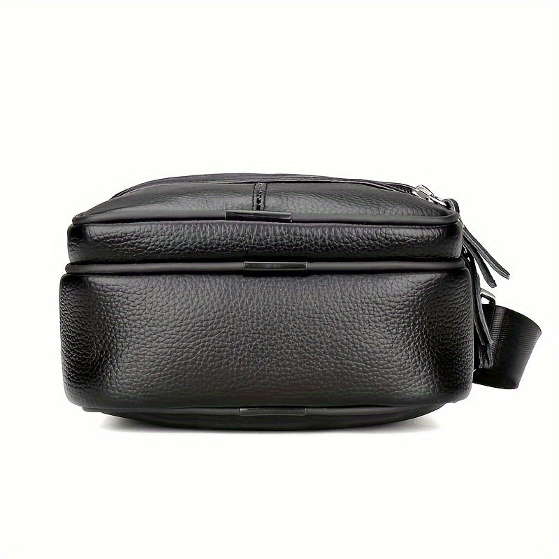 Men's Cowhide Crossbody Bag Waterproof Casual Leather Shoulder Bag