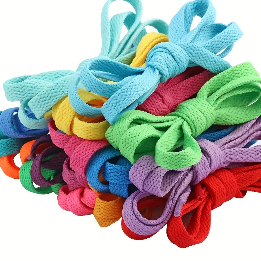 10-Pack Nylon Flat Shoelaces for Sports Shoes, Boots, Sneakers, Vibrant Colors