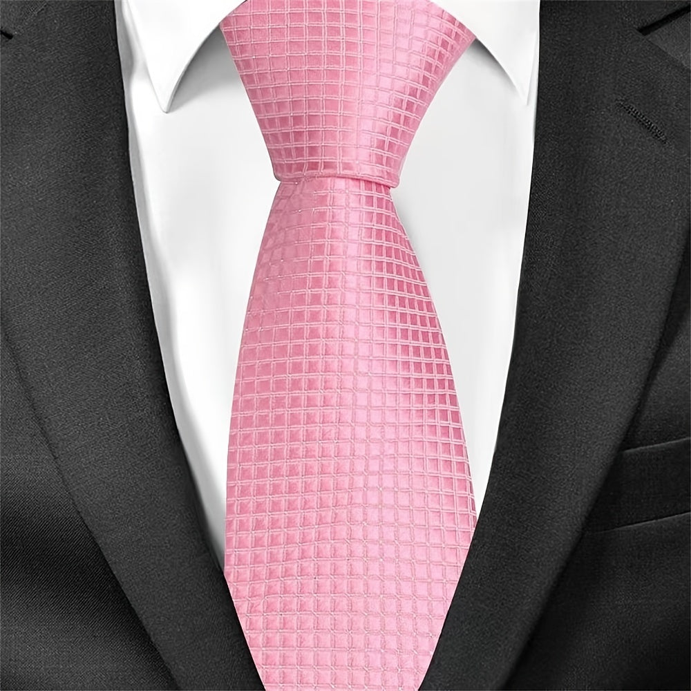 Men's Classic Business Tie Small Plaid Pattern Wedding Tie for Formal Events