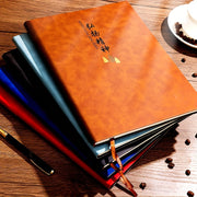 Leather A4 Notebook with 200 Pages Glossy Finish Plain Ruling for Business Office