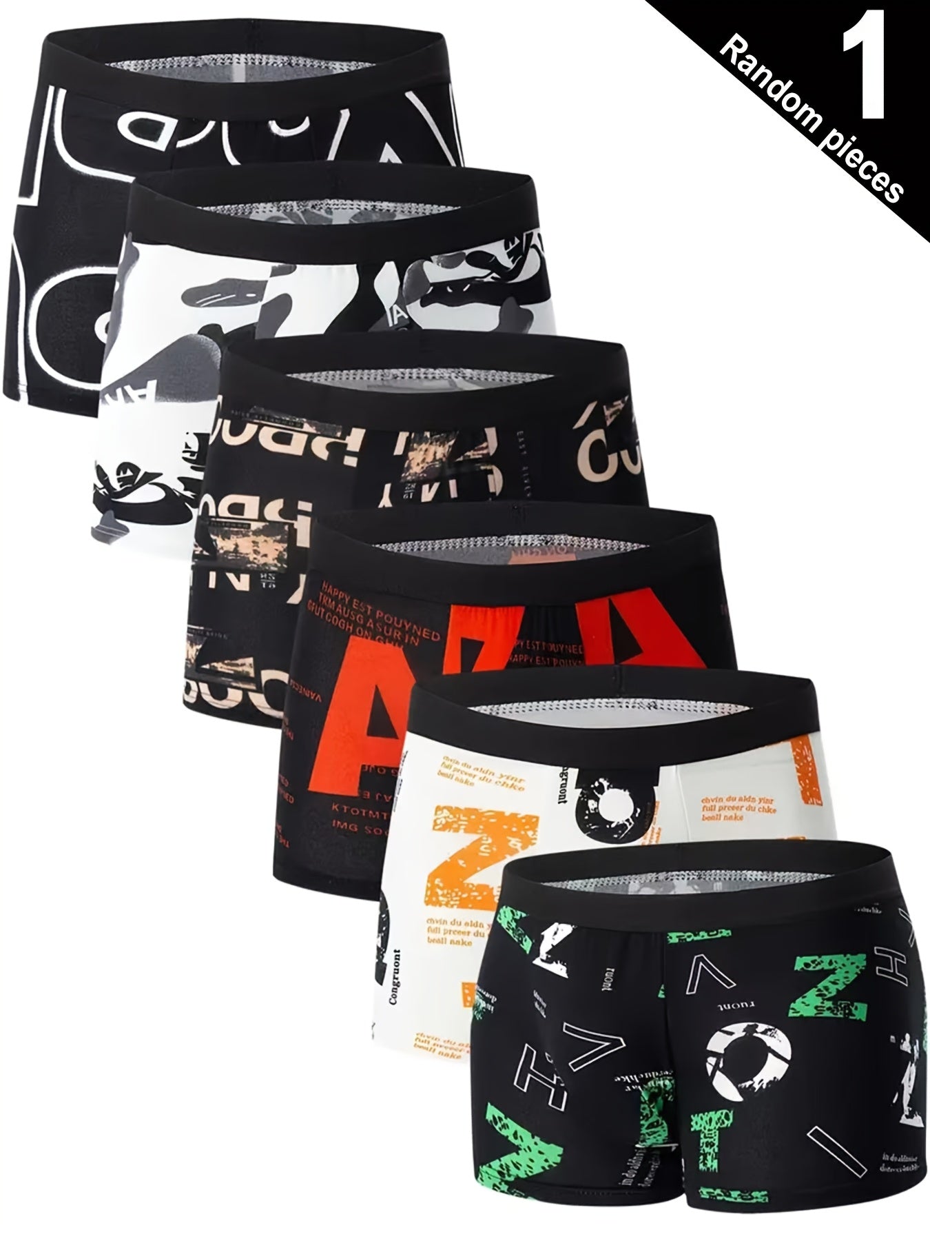 Men's Breathable Boxer Briefs with Letter Patterns Quick-Drying Four-Way Stretch Polyester