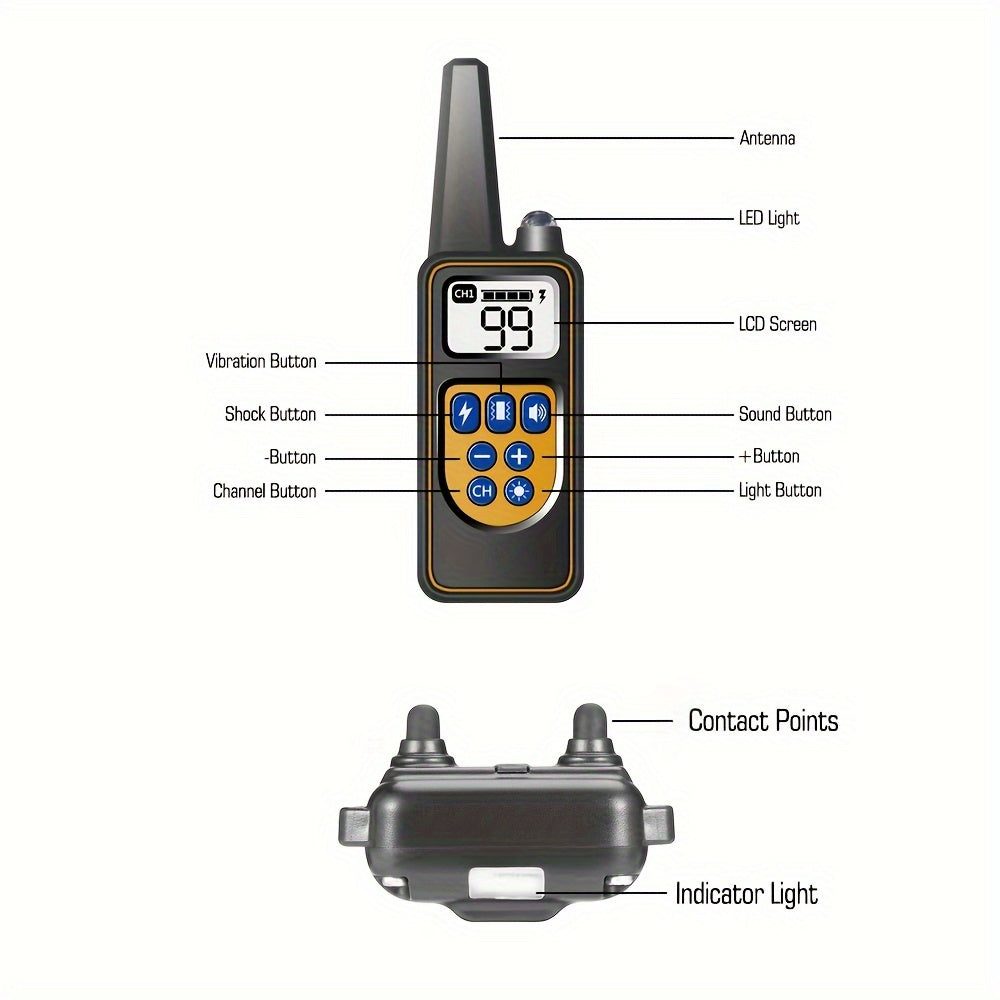Dog Training Collar with Remote Shock Vibration and 99 Sensitivity Levels