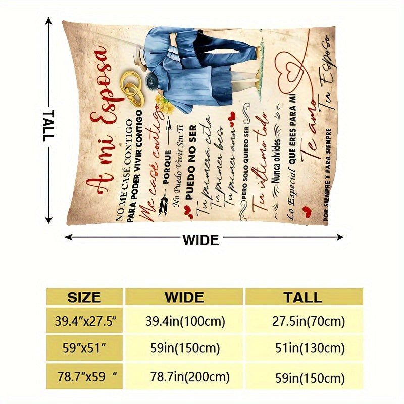 Customized Spanish Love Letter Throw Blanket Polyester Machine Washable All-Season