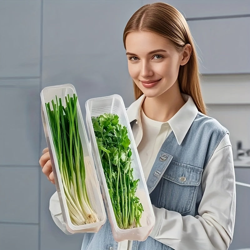 2pcs Clear Plastic Refrigerator Storage Containers Stackable Food Organizers Transparent Kitchen Kitchenware