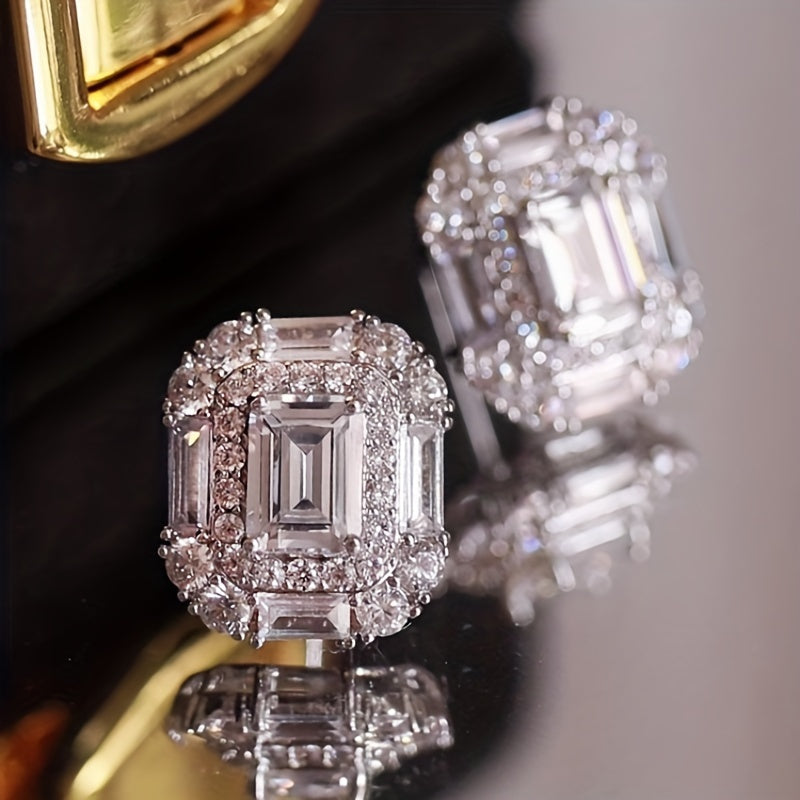 Rectangular Zirconia Earrings for Brides and Special Occasions