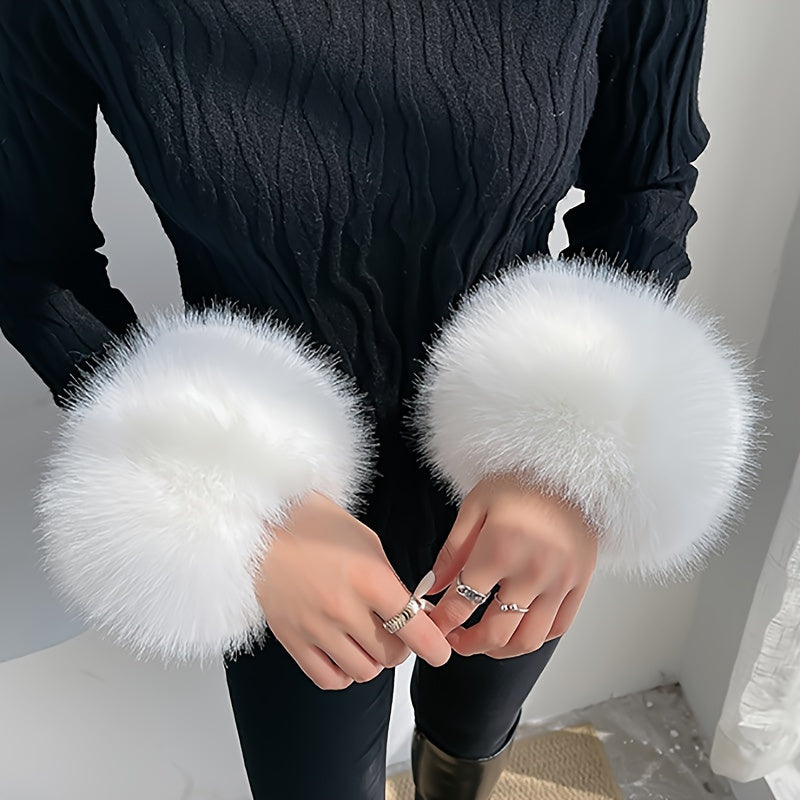Faux Fur Sleeve Covers for Women Warm Stylish Versatile Accessory
