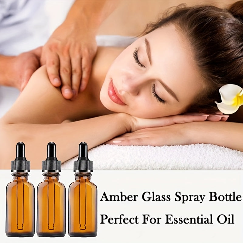 Botellas de vidrio ámbar con cuentagotas de 30ml y 60ml, conjunto con cuentagotas de vidrio azul para cosméticos, perfumes y aceites esenciales