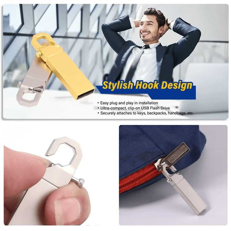 Metal USB Flash Drive 8GB to 110GB Portable Data Storage for Photos Videos and Backup