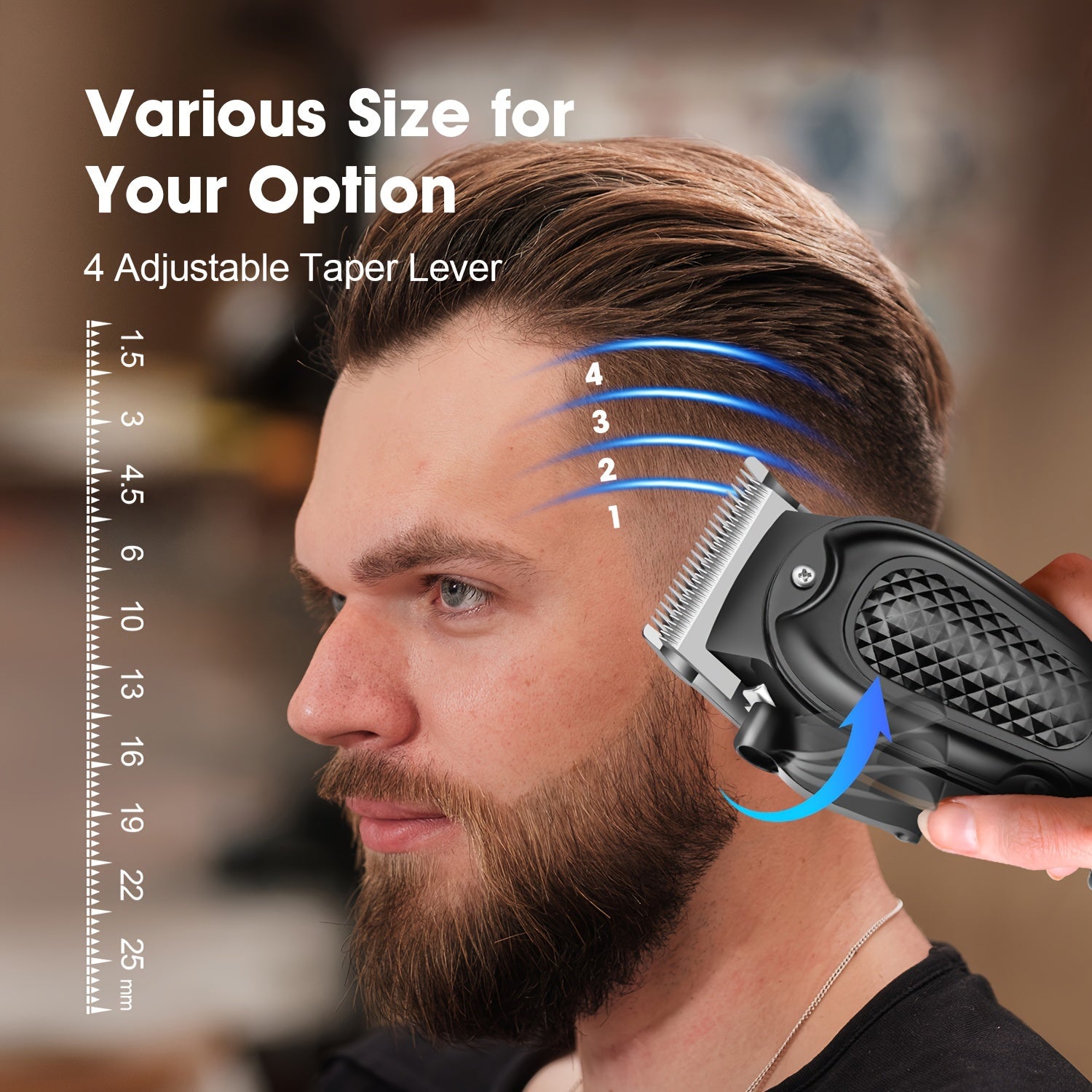 Men's Hair Clippers and Beard Trimmers Set with Lithium Battery USB Rechargeable