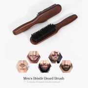 Men Wooden Boar Bristle Hairbrush for Beard Styling and Hair Smoothing