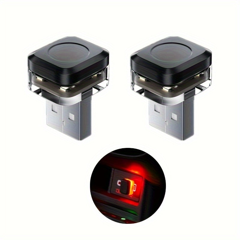2 dona Mini Avtomobil USB Ambient LED chiroqlar ichki bezak uchun atmosfera lampalari