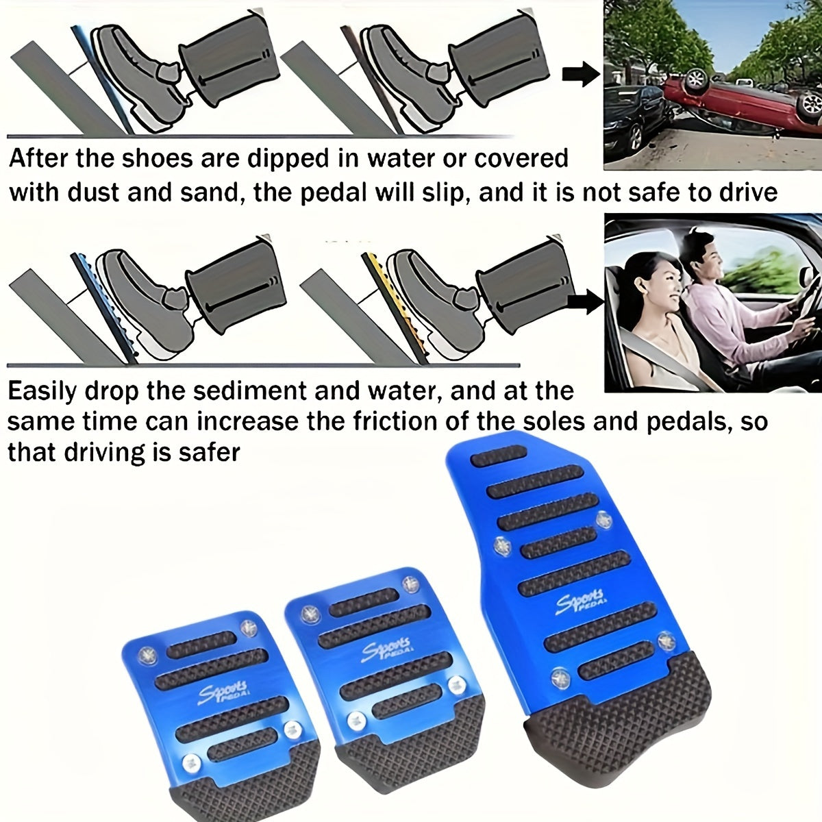 Car Pedal Set Aluminum Alloy Anti Slip Throttle Brake Clutch Accessories