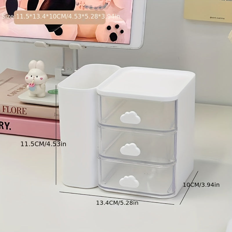 Organizador de escritorio con cajones para suministros de oficina y escuela, montaje en suelo de polipropileno