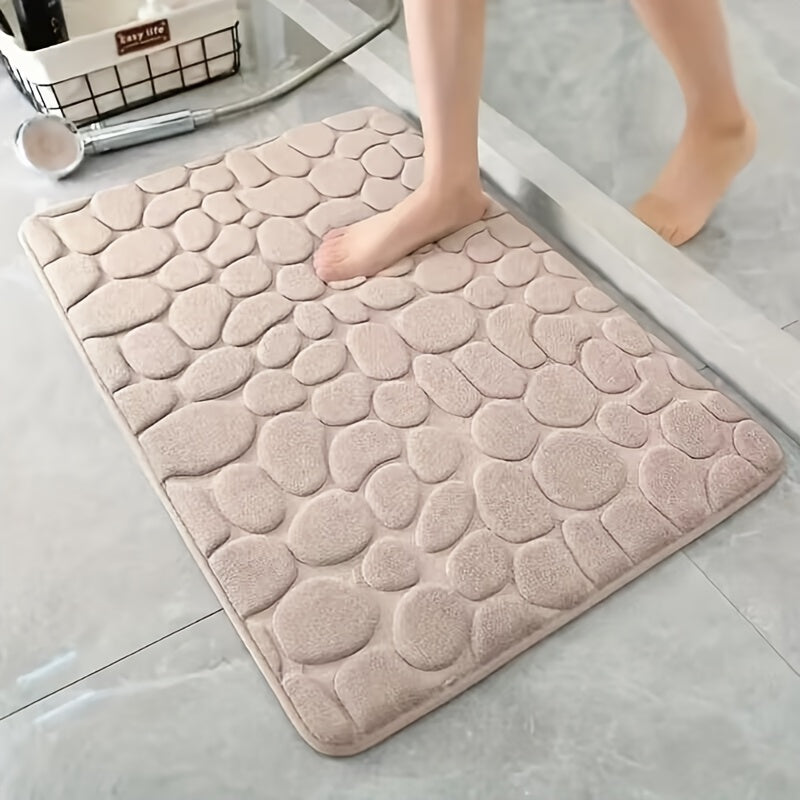 Alfombra de baño de felpa suave y esponjosa con diseño de piedras de coral, antideslizante, de secado rápido