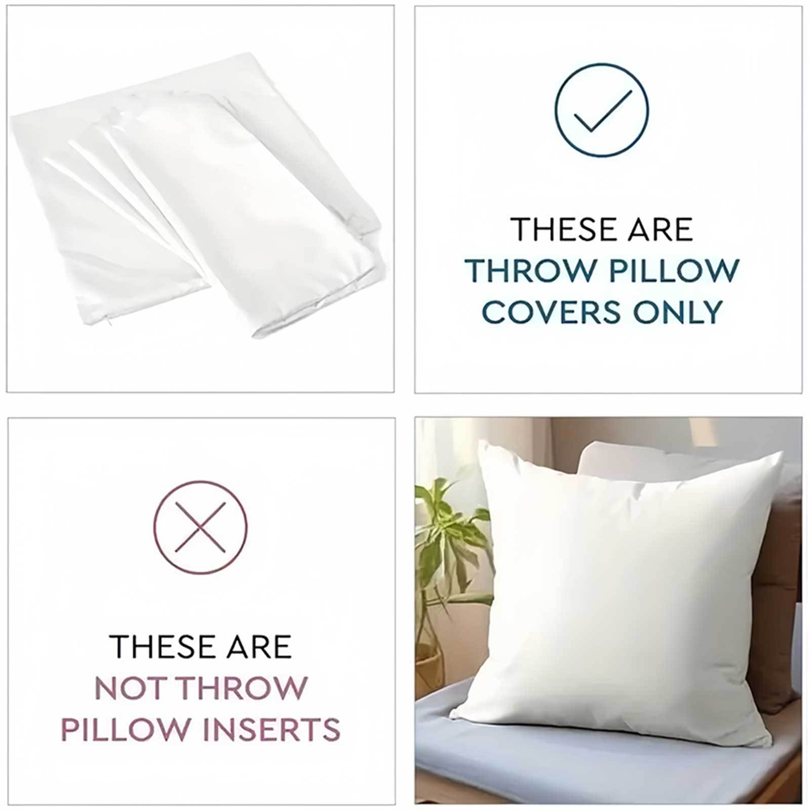 Set of 4 Modern Floral Throw Pillow Covers Polyester Zipper Closure All-Season Decor