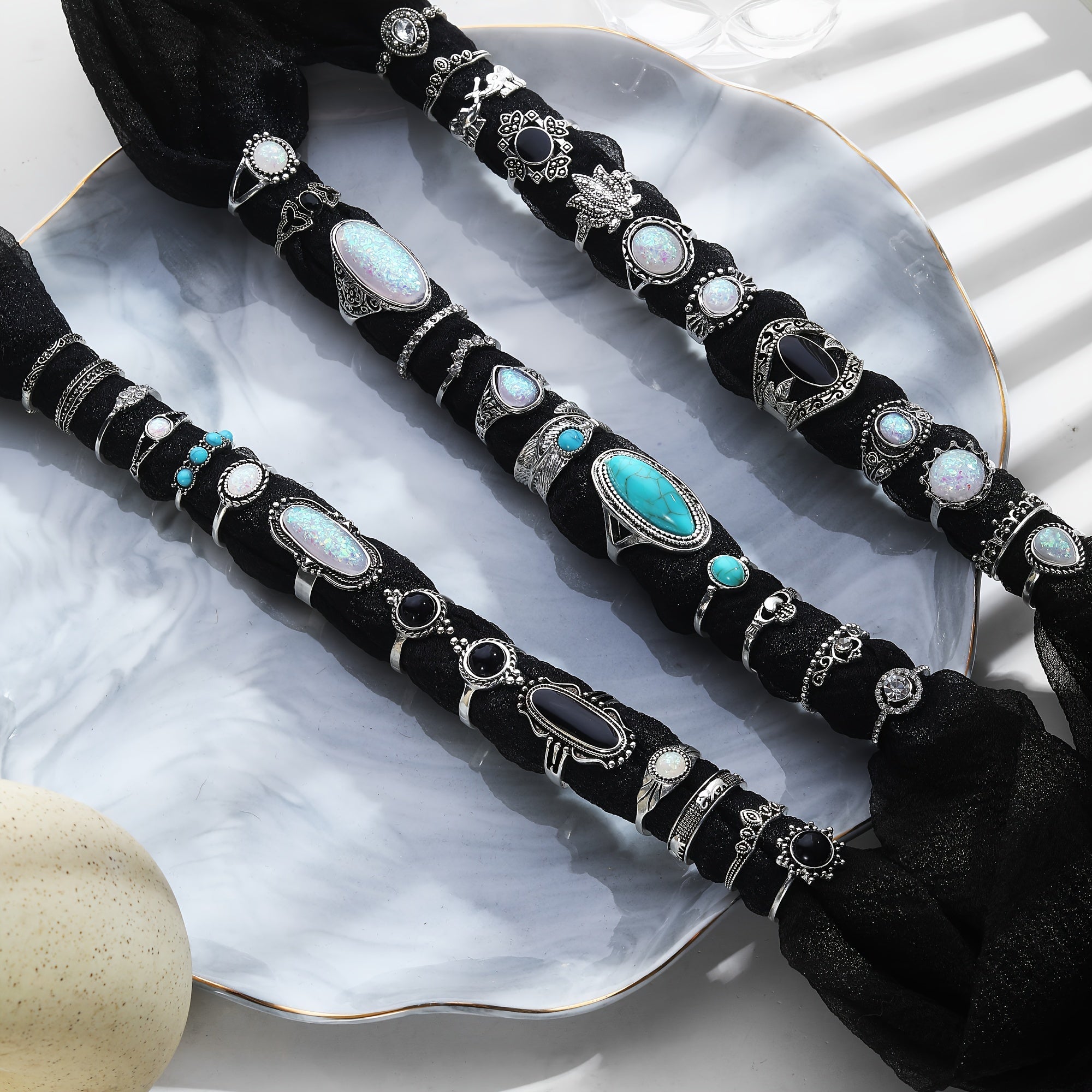 Juego de 39 anillos bohemios apilados para mujer, joyería de moda retro