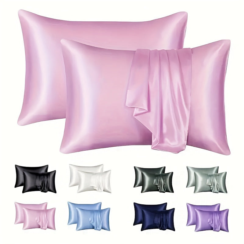 Set of 2 White Satin Pillowcases Breathable Cooling Hypoallergenic Sleep