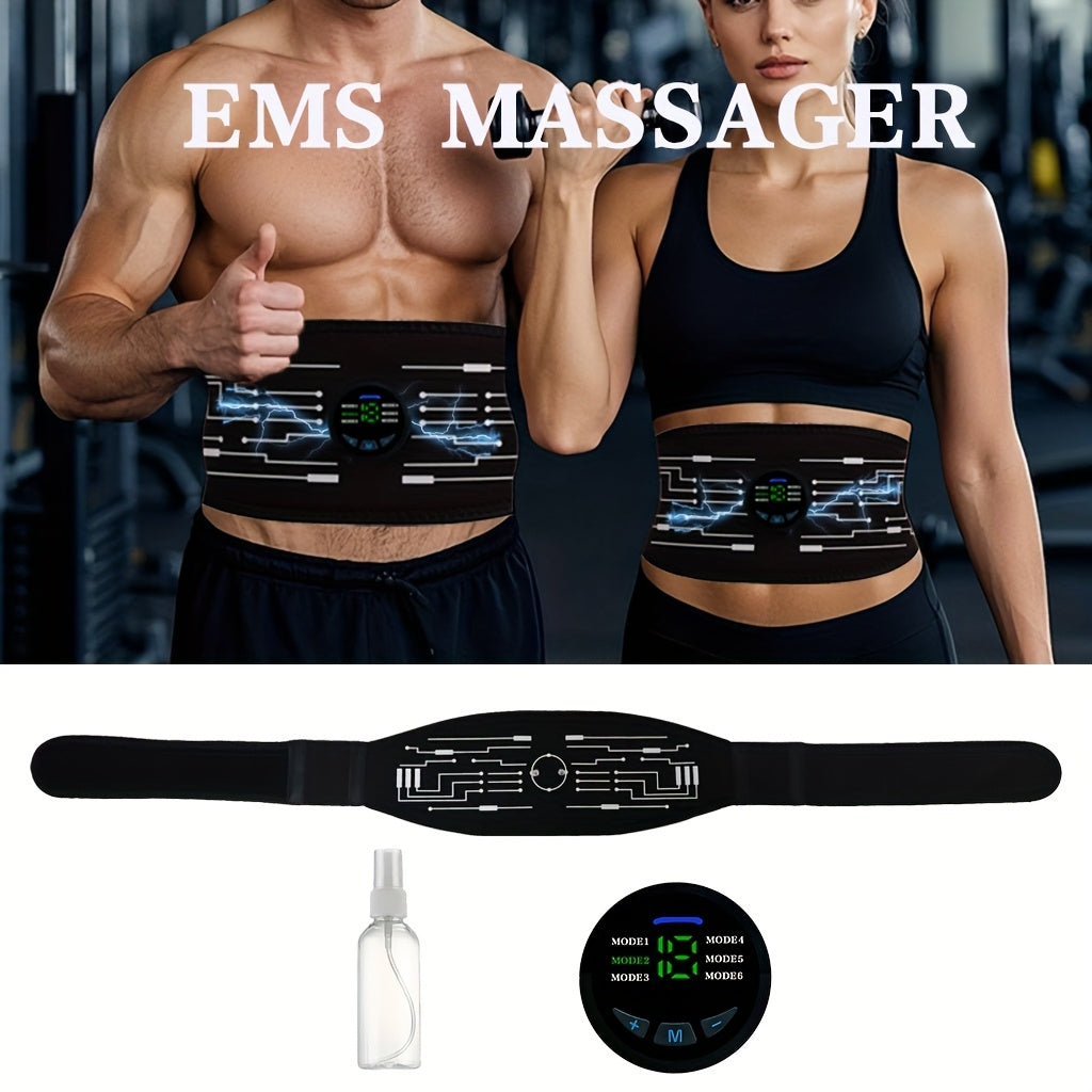 Ремень для массажа EMS с зарядкой USB, 6 режимов, 18 уровней интенсивности, массажер для всего тела