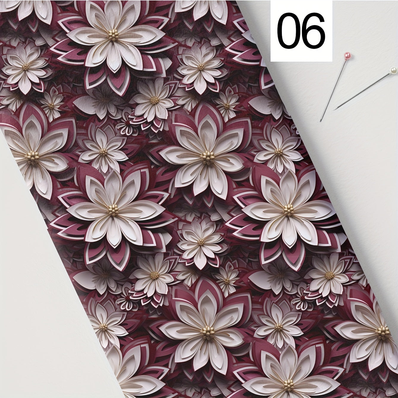 DIY Fabric with 3D Floral Design Polyester Precuts for Crafts and Home Decor