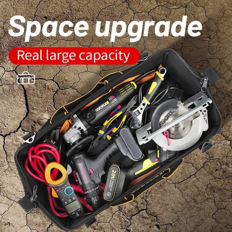 Портфель для инструментов электрика из прочного холста с несколькими отделениями, черный и желтый полиэстер, органайзер для хранения