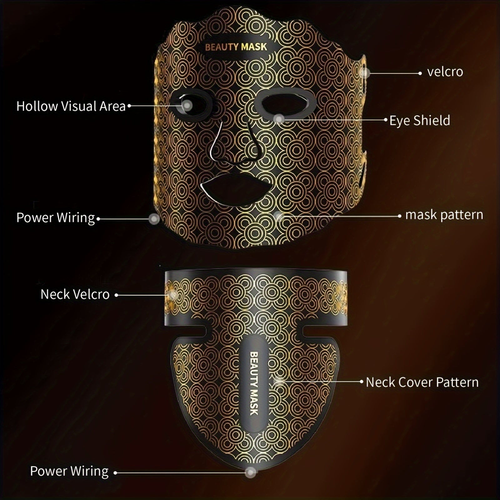 Máscara de silicona LED para rostro y cuello con batería recargable dispositivo de belleza multicolor