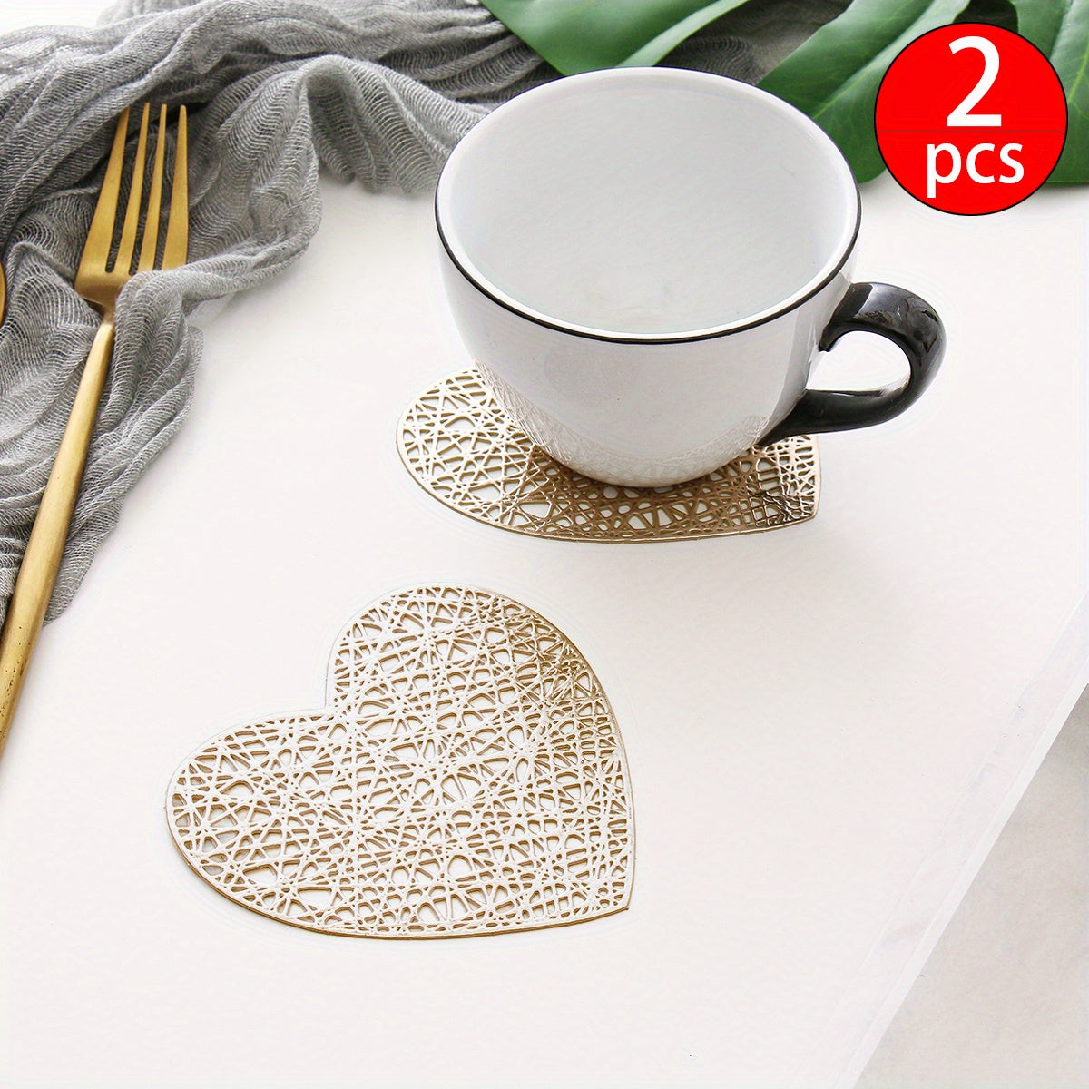 Juego de 2 o 4 posavasos en forma de corazón para bodas de comida occidental y decoración del hogar