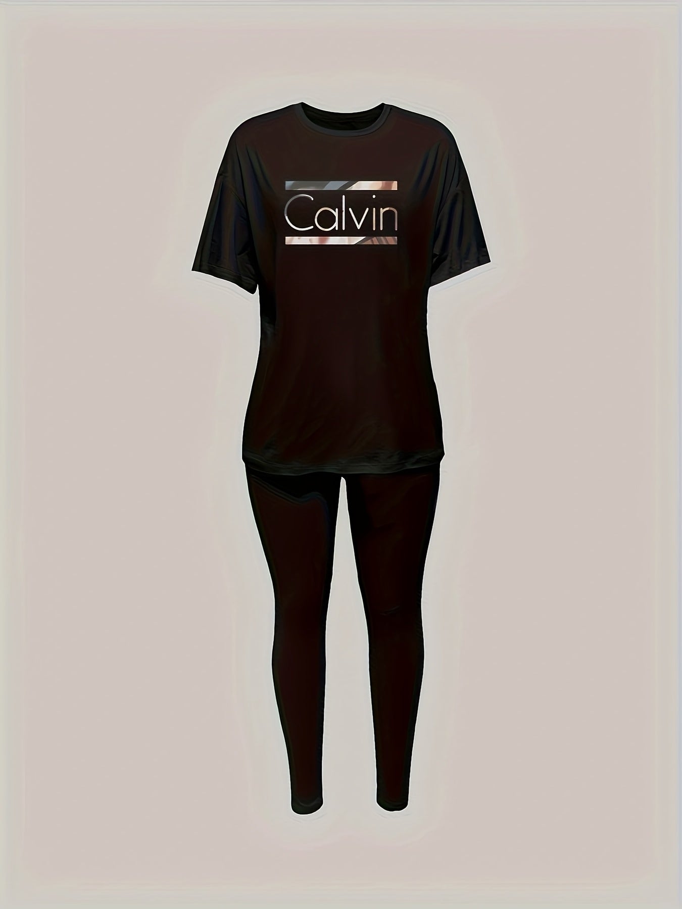 Women's Sportswear Set Slim Fit Short Sleeve Top and Trousers Polyester Large Size Four Seasons