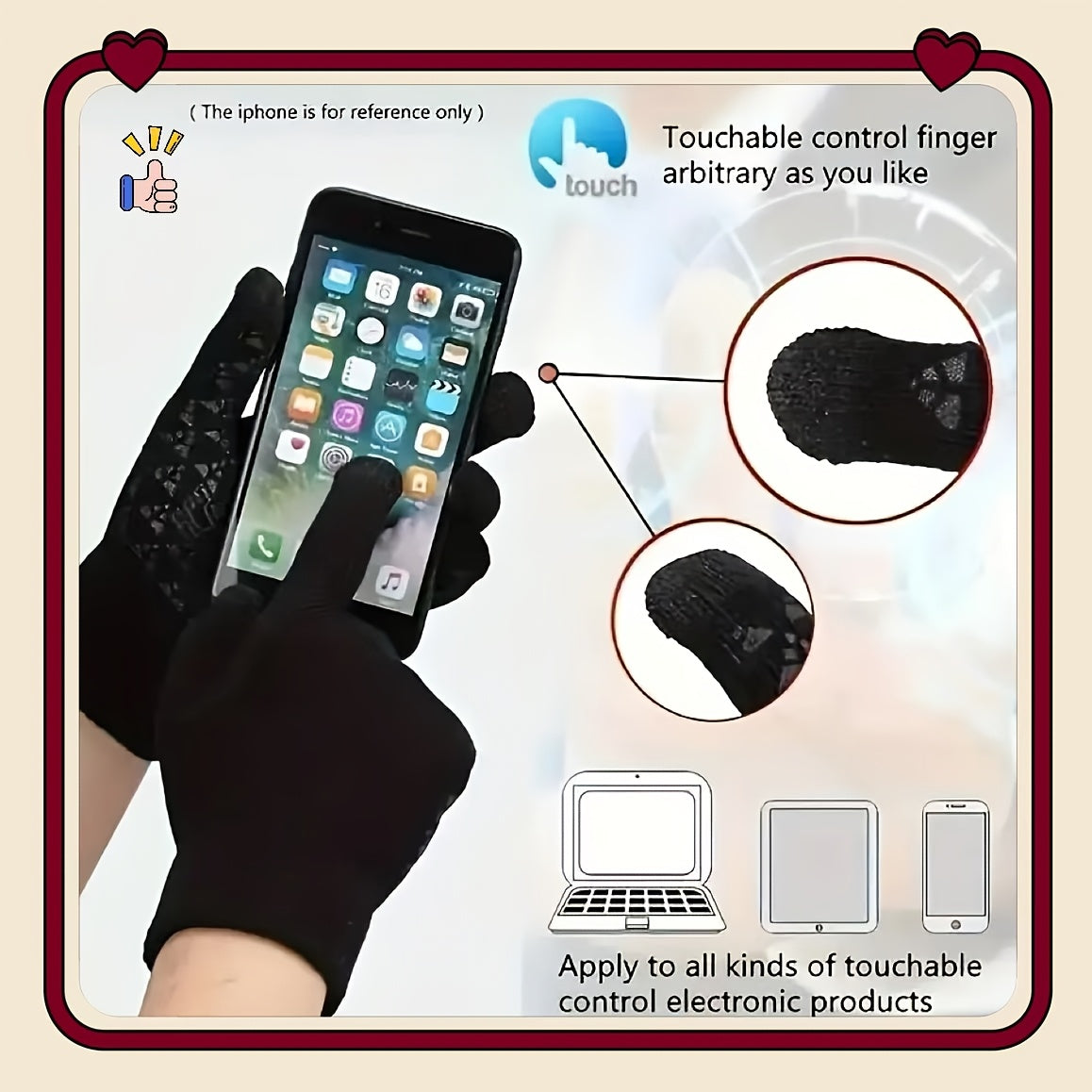 Winter Touchscreen Gloves for Men Women Warm Windproof Anti-Slip Ski Outdoor