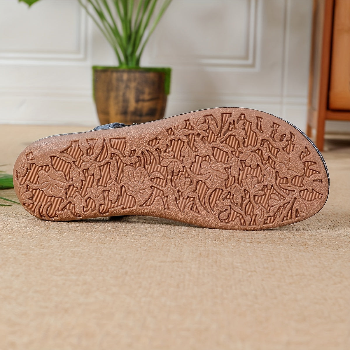 Women's Blue Embellished Open-Toe Flip-Flops for Summer Casual Wear