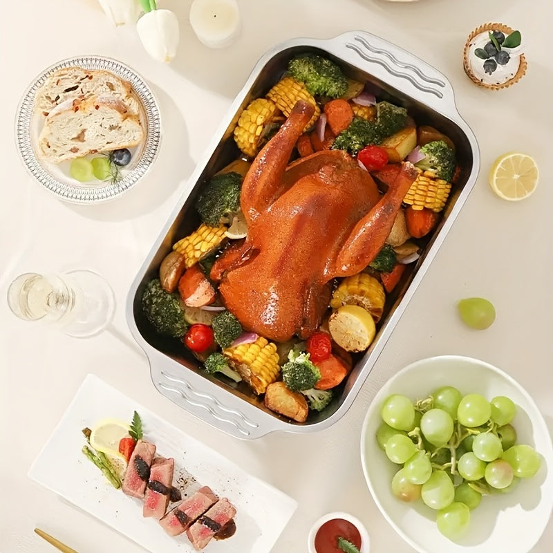 3 ta yopishmaydigan zanglamaydigan po'latdan tayyorlangan pishirish panolari, pishirish, grill, bufetlar va batareyasiz ovqatlanish tadbirlari uchun