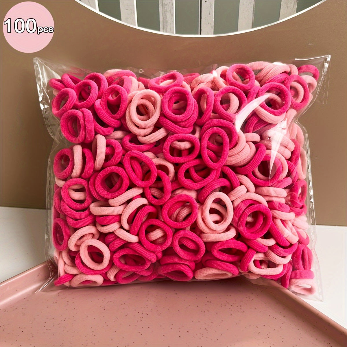 Girls Hair Elastics Pack of 100 High Elasticity Rubber Bands for Buns and Ponytails