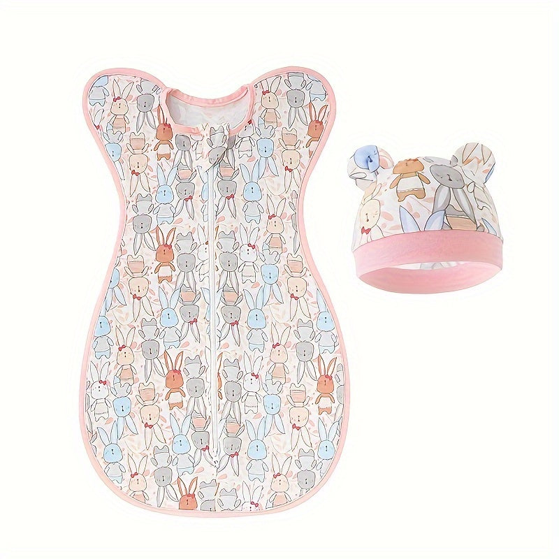 Set of Cotton Swaddle Blankets for Newborns All-Season Sleep Sacks with Zipper Closure